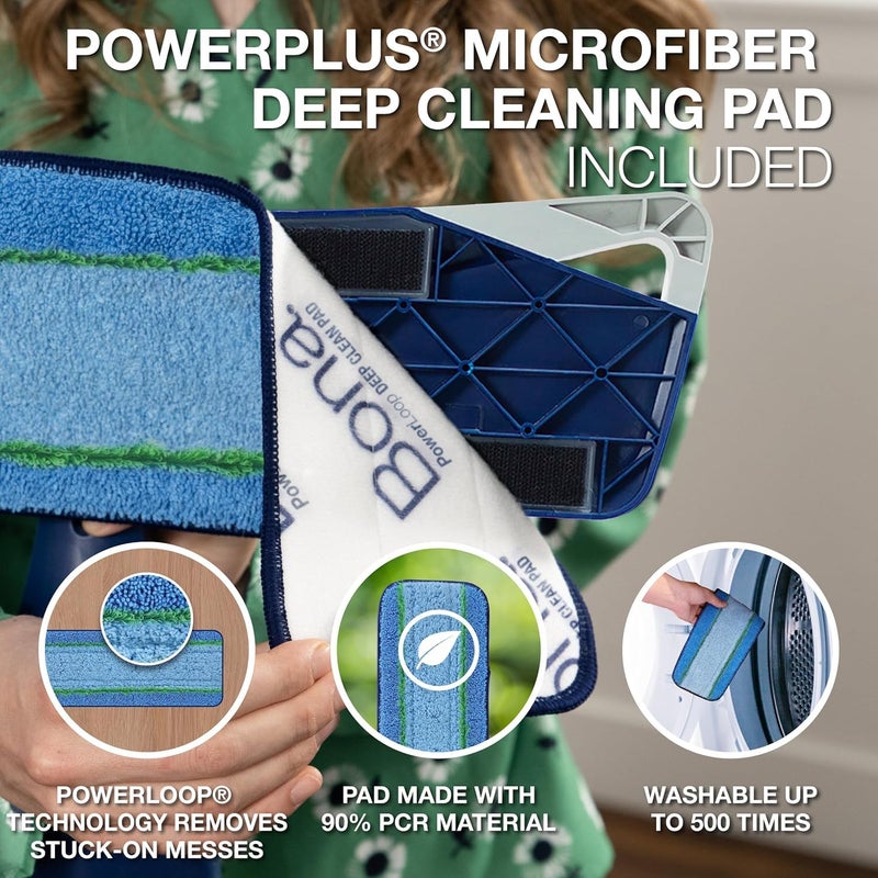 Bona PowerPlus Premium Motion Spray Mop for Hardwood Floors - Includes PowerPlus Hardwood Floor Cleaning Solution and PowerPlus Microfiber Cleaning Pad - Vibrating Spray Mop for Wood Floors - Image 4